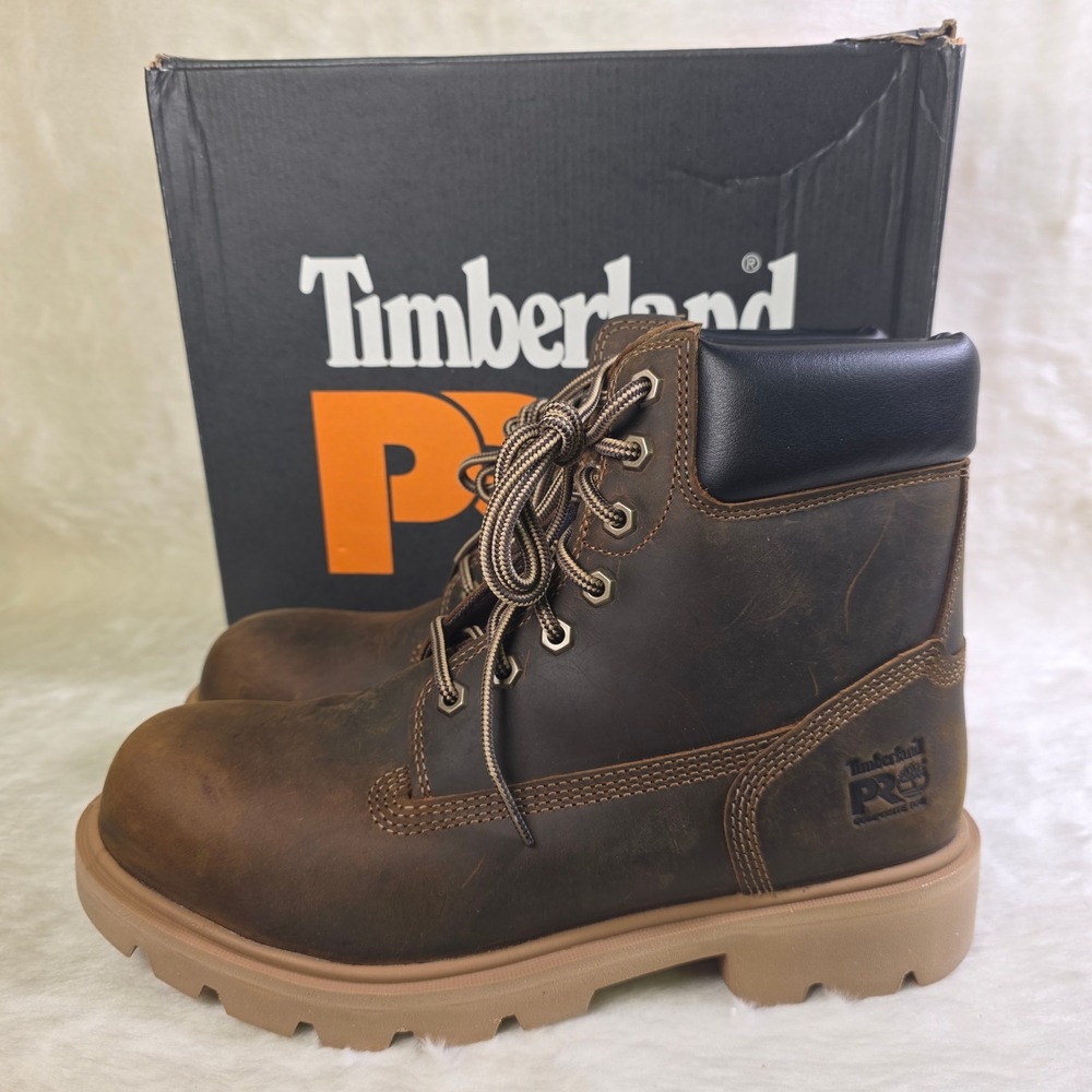 Timberland PRO Sawhorse 6" Composite Safety Toe Work Boots Brown Mens 8 WIDE NEW
